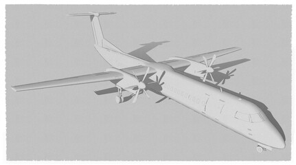 Aircraft mockup concept illustration template blueprint
