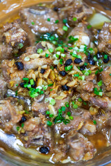 A delicious Chinese Cantonese dish, steamed pork ribs in soy sauce