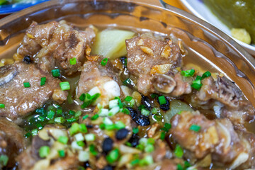 A delicious Chinese Cantonese dish, steamed pork ribs in soy sauce