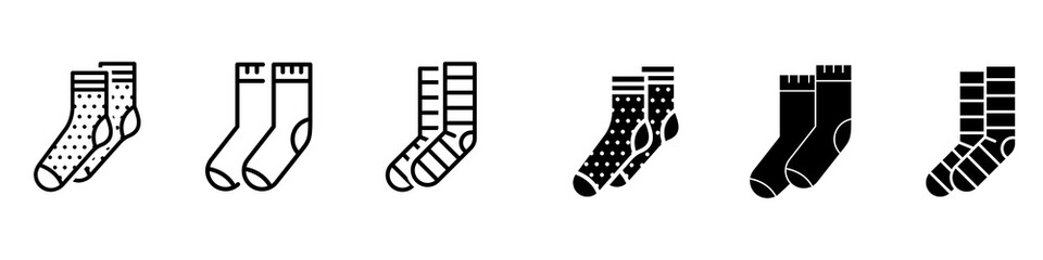 Kids socks vector icon set isolated on white background.