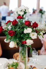 wedding table setting with flowers