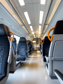 Dortmund, Germany - April 06, 2022: Rhein Ruhr Express (RRX) Siemens Train Interior