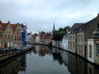 Naklejka na ściany i meble European townscape along the river