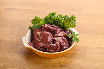 Raw chicken liver in the bowl