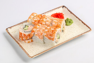 Japanese roll with prawn and cucumber