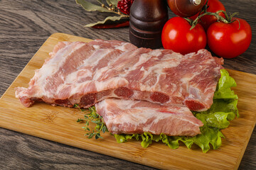 Raw pork ribs for cooking