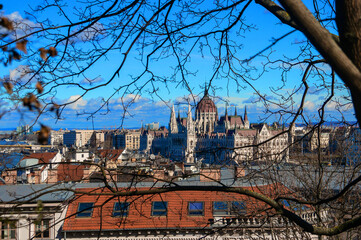 View of the Hungarian Parliament from the opposite bank of the Danube River