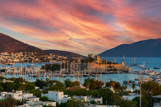 View of the bay of Bodrum, in the center is the castle of St. Peter.