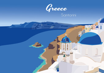 Santorini landscape - obrazy, fototapety, plakaty