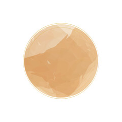 Trend watercolor frame with gold stroke. Nude beige Round watercolor splash with round gold frame.	