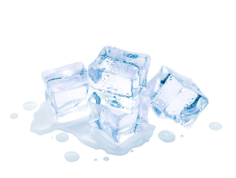 Ice cubes on white background. Crystal clear ice cubes on white background.