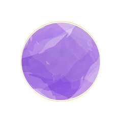 Trend watercolor frame with gold stroke. Purple Round watercolor splash with round gold frame. 