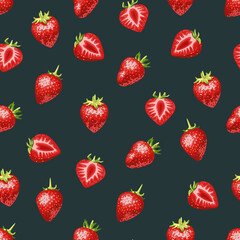 A pattern of bright and juicy strawberries