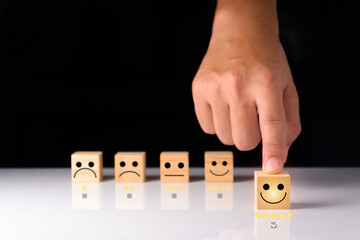 Customer service and Satisfaction feedback concept ,Business people show feedback with smile face...