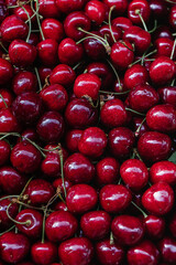 cherries in the market background