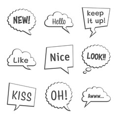 Collection of speech bubbles isolated with text