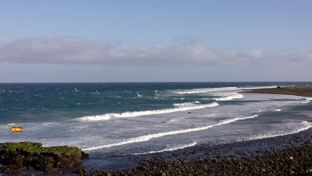 Wind surfers in pozo izquierdo, gran canaria