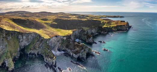 Aerial view of Fanad close to the Great Pollet Sea Arch, Fanad Peninsula, County Donegal, Ireland