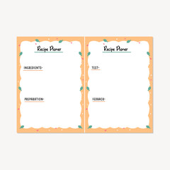 Colorful recipe planner template vector design 