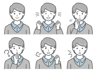 中年男性の色々な表情（私服）