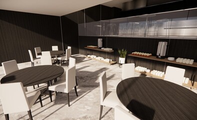 Restaurant room concept illustration 3d render template