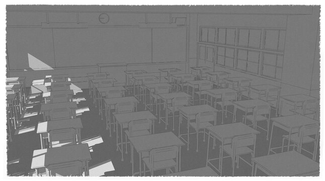 School room sketchup concept illustration template
