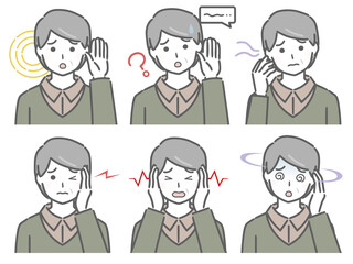 耳の調子が悪い中年男性（私服）