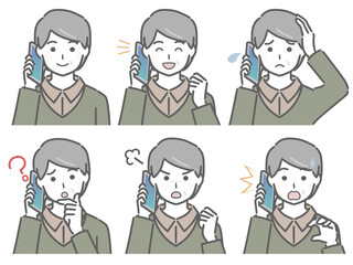 スマホで話す中年男性（私服）