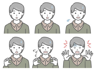 驚く表情の強弱　中年男性（私服）