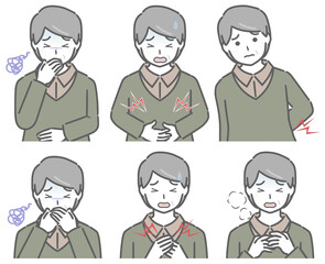 体調が悪い中年男性（私服）