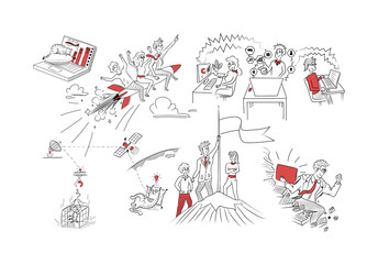 Concept IT service, business strategy. Analysis data and Investment. People analyzing growth charts. Cooperation work via internet and work with project in shared access. Increase sales and skills.