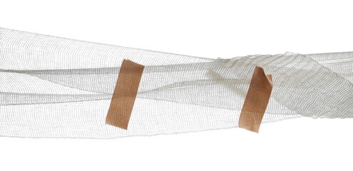 Medical bandage and adhesive plaster isolated on white, clipping
