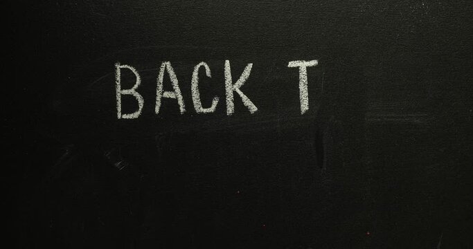 Back to school - chalk lettering on a school blackboard. Looped 4K stop motion animation