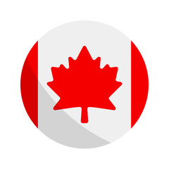 Modern round Canadian flag icon. Vector.