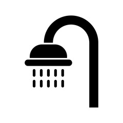 Shower head and shower icon. Bathroom plumbing fixture. Vector.