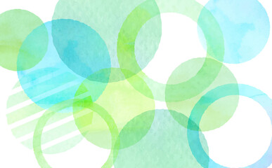 透明水彩タッチの淡い円形パターンの背景フレッシュグリーン