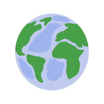 Spherical earth map semi flat color vector object. Full sized item on white. Interactive visualization of planet. Simple cartoon style illustration for web graphic design and animation