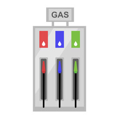 Filling station semi flat color vector object. Full sized item on white. Selling gasoline for motor cars. Gas station. Simple cartoon style illustration for web graphic design and animation