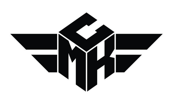 CMK three letter gaming logo in polygon cube shape logo design vector template. wordmark logo | emblem logo | monogram logo | initial letter logo | sports logo | minimalist logo | typography logo |