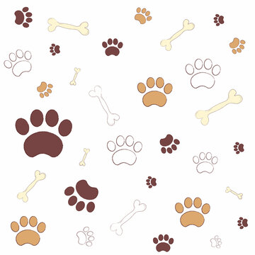 pattern with dog paws and bone