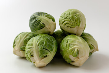 Mini Cabbage Brussels Sprouts on White Background
