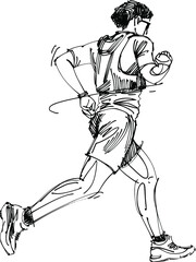 Fototapeta na wymiar the vector illustration sketch of a running person