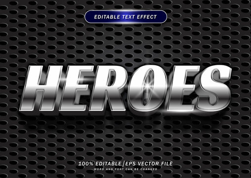 Heroes editable text effect. themed elegant color