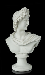 Gypsum statue of Apollo`s head on a background