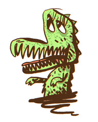 Green crocodile. Comic character. Vector illustration 