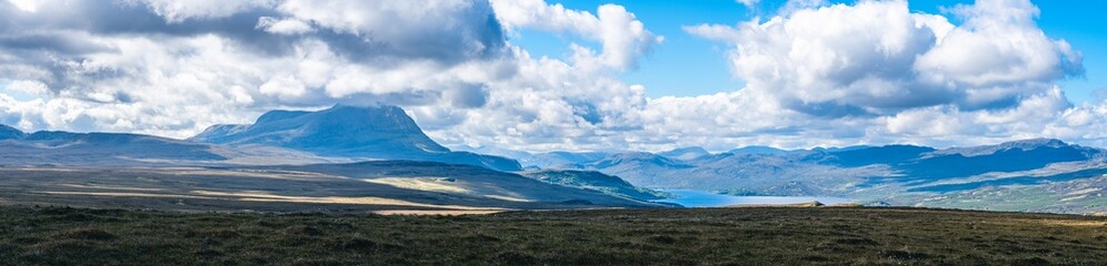 Ben Hope and Loch Hope in Sutherland, A838, NC500, Northern, Scotland, UK