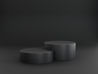 two round black podiums are great for 3D Rendering product presentations