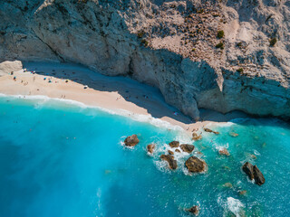 aerial view of Porto Katsiki beach at lefkada island