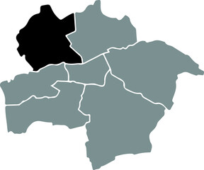 Black flat blank highlighted location map of the 
BOCKUM-HÖVEL DISTRICT inside gray administrative map of Hamm, Germany