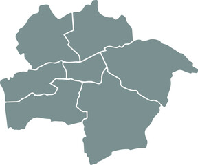 Fototapeta premium Gray flat blank vector administrative map of HAMM, GERMANY with black border lines of its districts